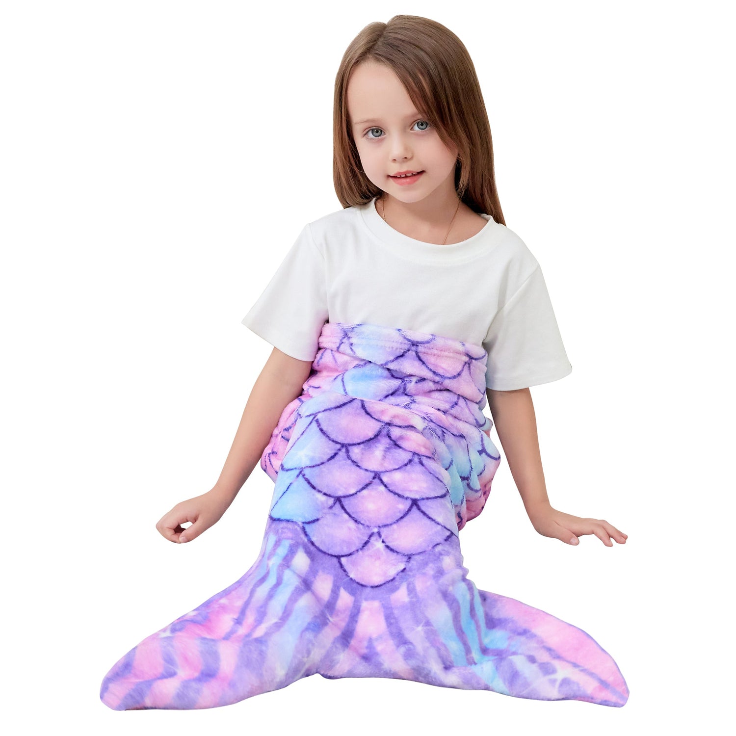 Purple 17 ×39 Kids Mermaid Tail Blanket