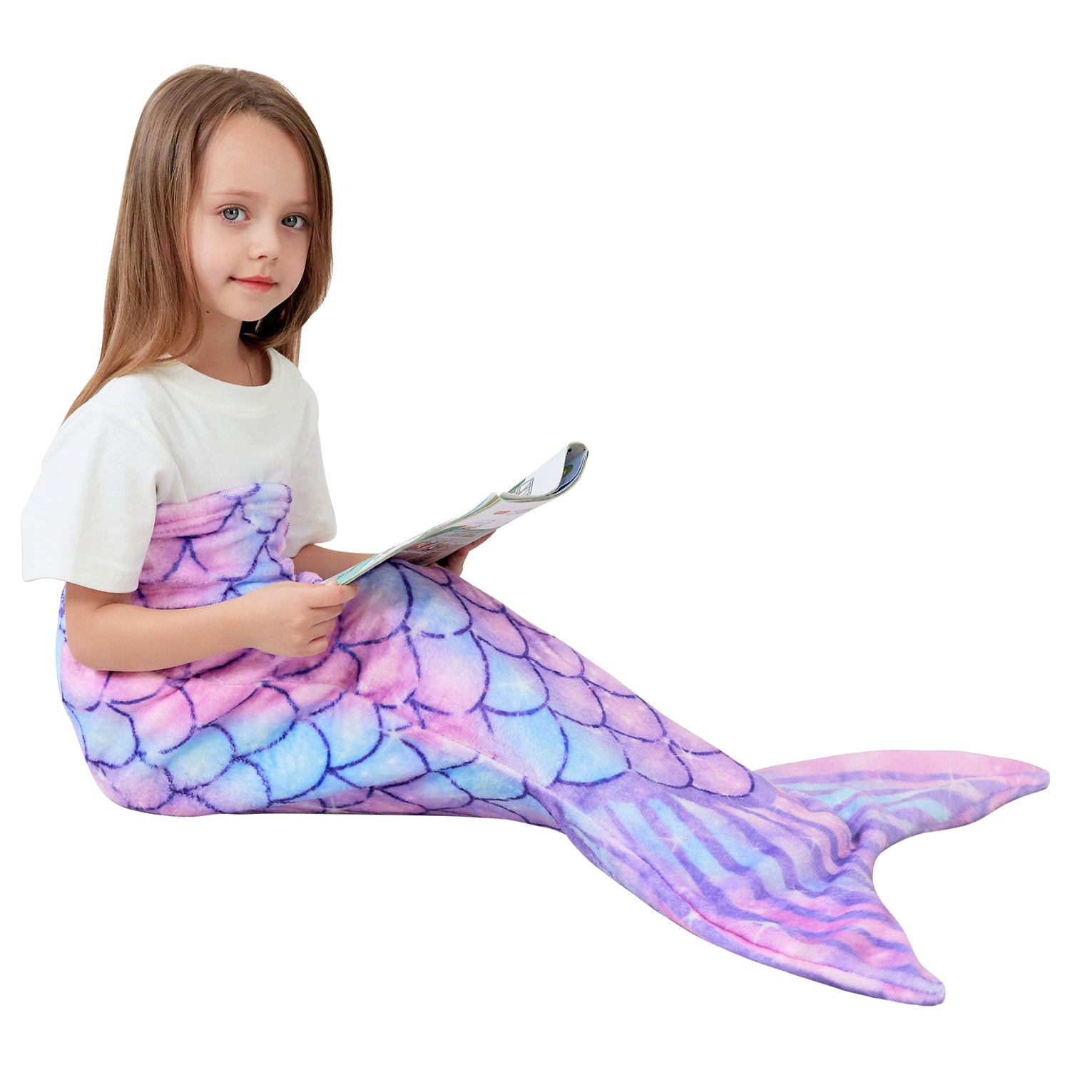 Purple 17 ×39 Kids Mermaid Tail Blanket