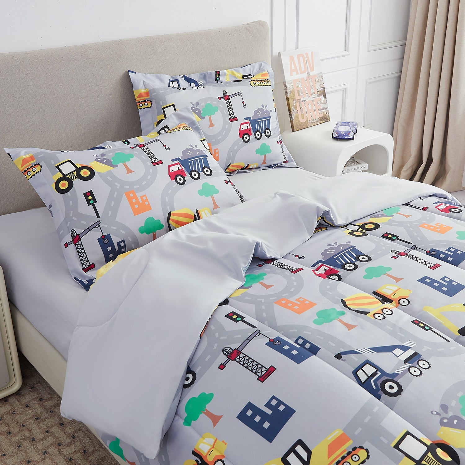 Busy Construction Kids Bedding Set– 6 or 8 Piece Options
