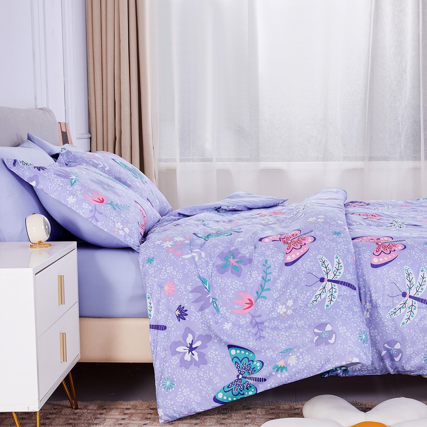 Purple Butterfly Kids Bedding Set– 6 or 8 Piece Options