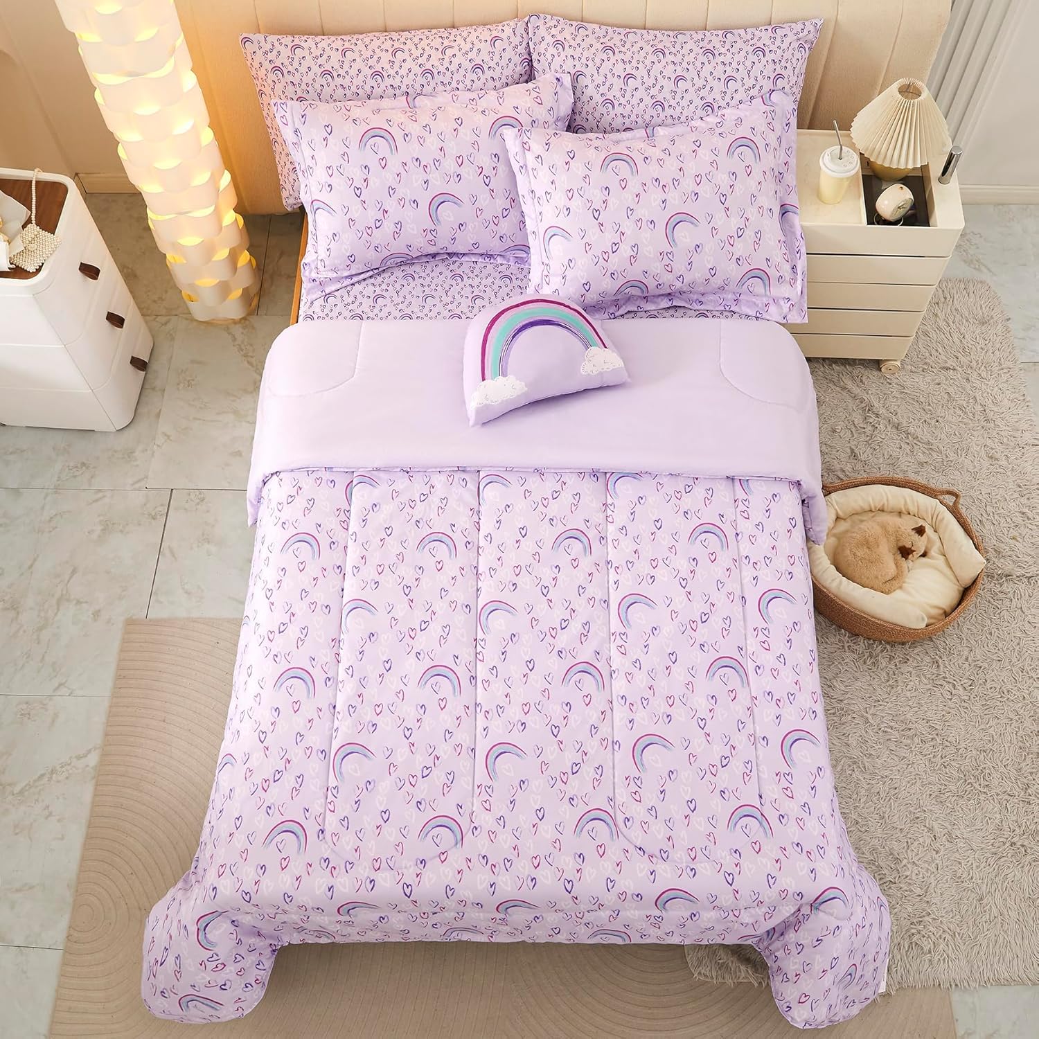 Purple Rainbow Bedding Sets for Kids– 6 or 8 Piece Options