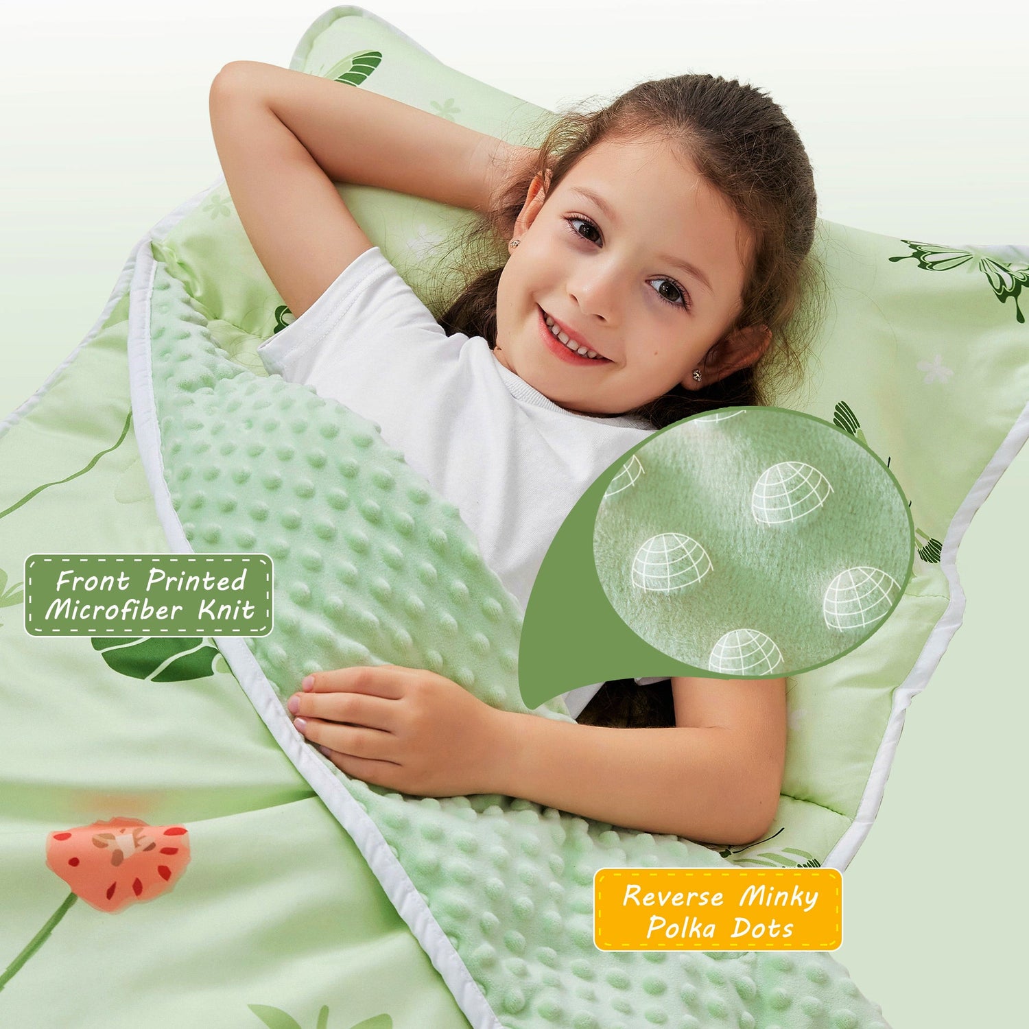 Cozy Comfort Nap Mat - Green Butterfly