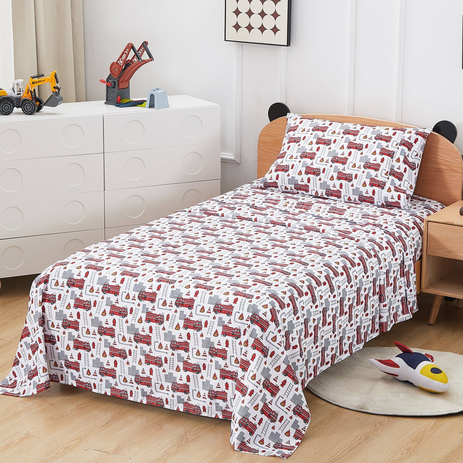Happy Fire Rescue Play 3 4 PCs TWIN Full Bed Sheet