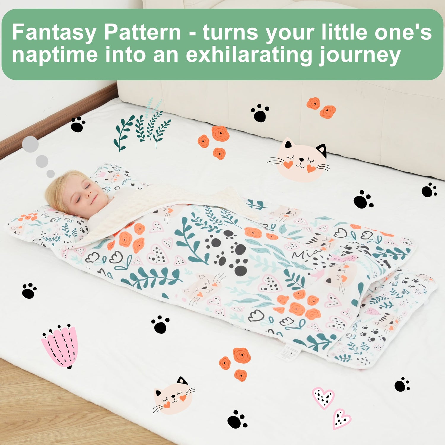 Cozy Comfort Nap Mat - Cute Cat