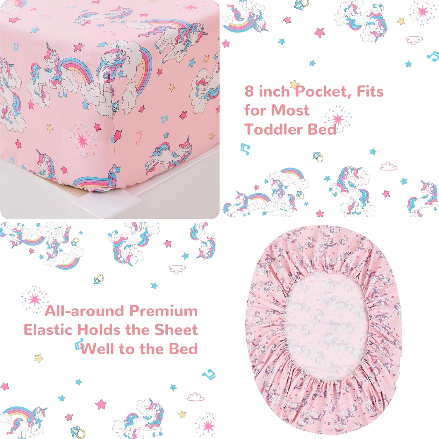 Pink Unicorn Toddler Comforter Set– 4 Piece