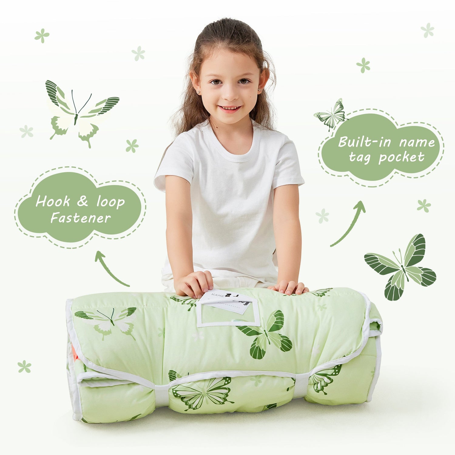Cozy Comfort Nap Mat - Green Butterfly