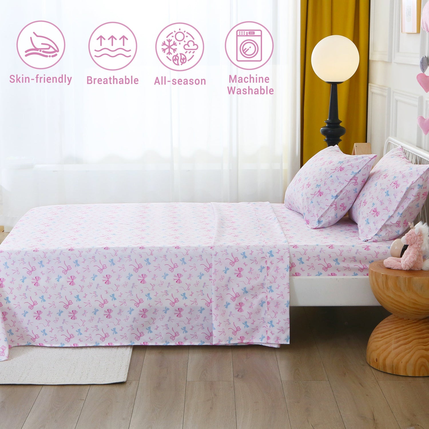 Bow - tastic Party 3 4 PCs TWIN Full Bed Sheet