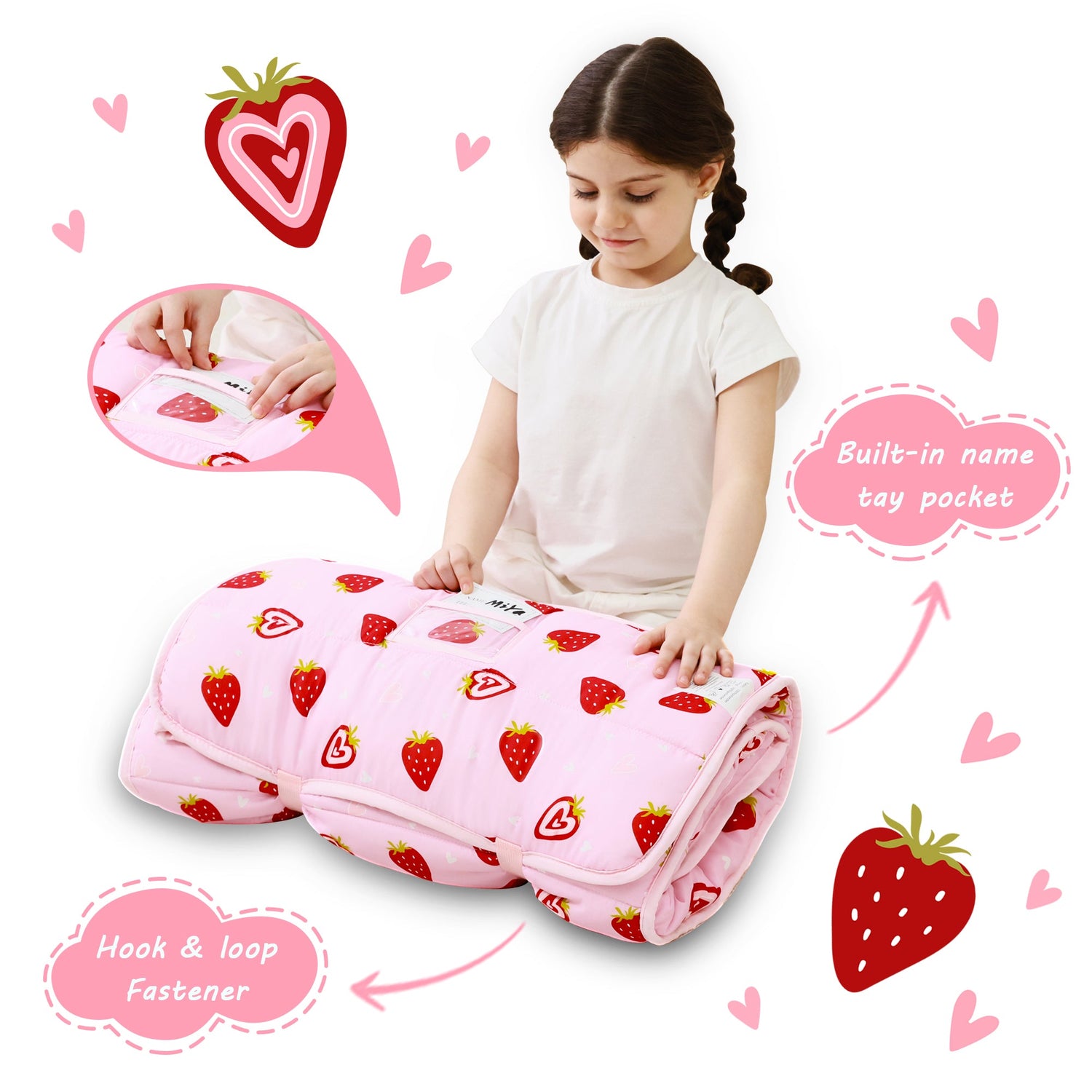 Cozy Comfort Nap Mat - Pink Strawberry