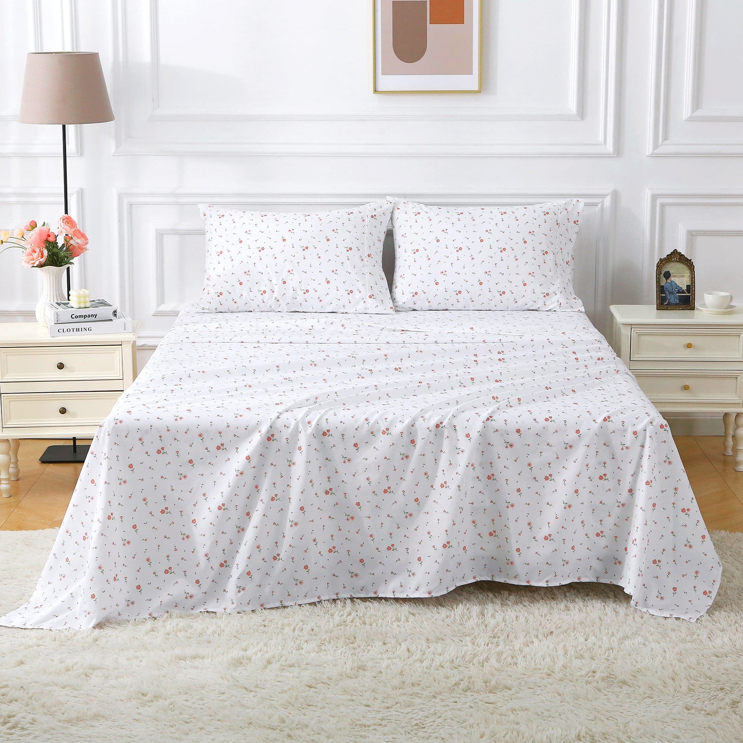 4-Piece Soft Ditsy Flower Print Sheets