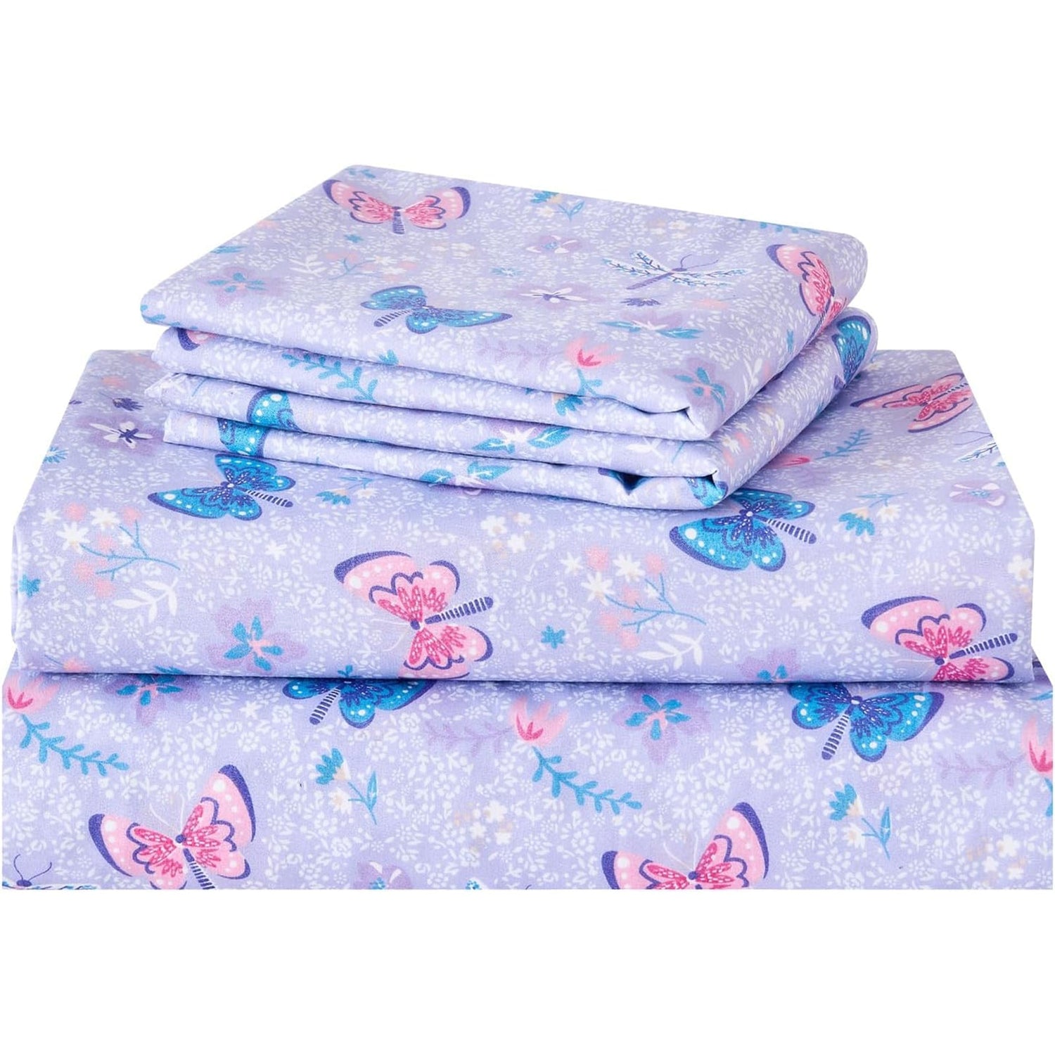 Floral Butterfly 3 Pcs Kids Twin Size Sheet Set