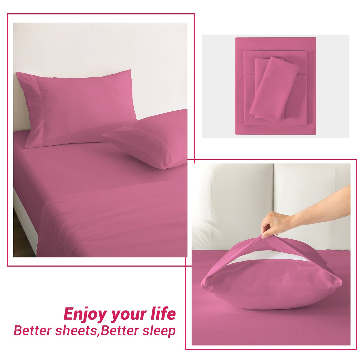 4-Piece Essential Sheet Set - Rose Red image 3