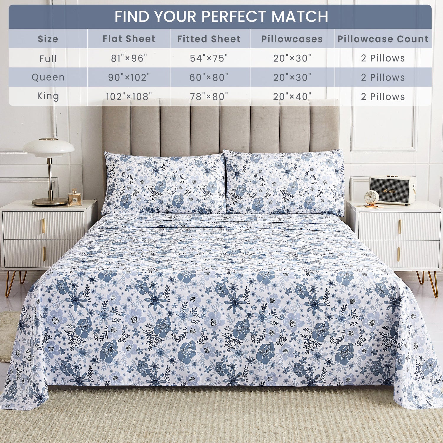 4-Piece Serene Indigo & Paisley Bed Sheet Set