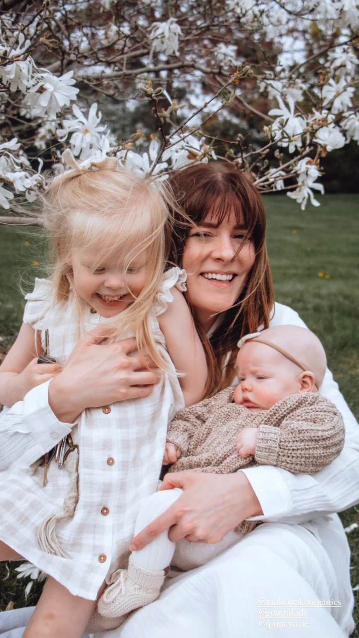 Mom with children outdoors