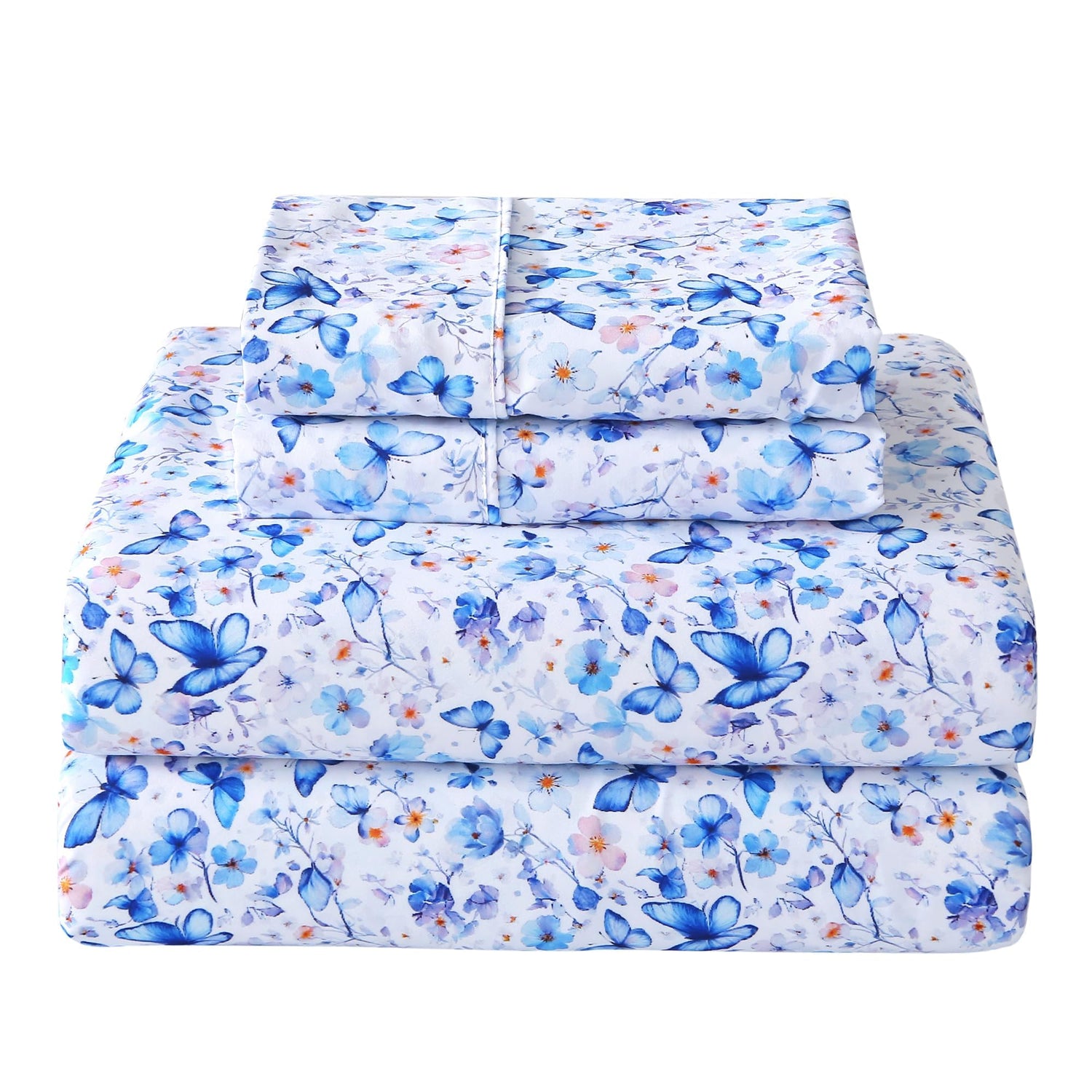 Ethereal Watercolor & Gradient Bloom 4-Piece Bed Sheet Set