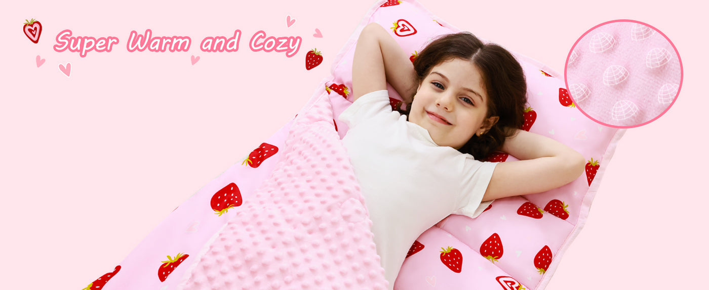 Cozy Comfort Nap Mat - Pink Strawberry detail image 2