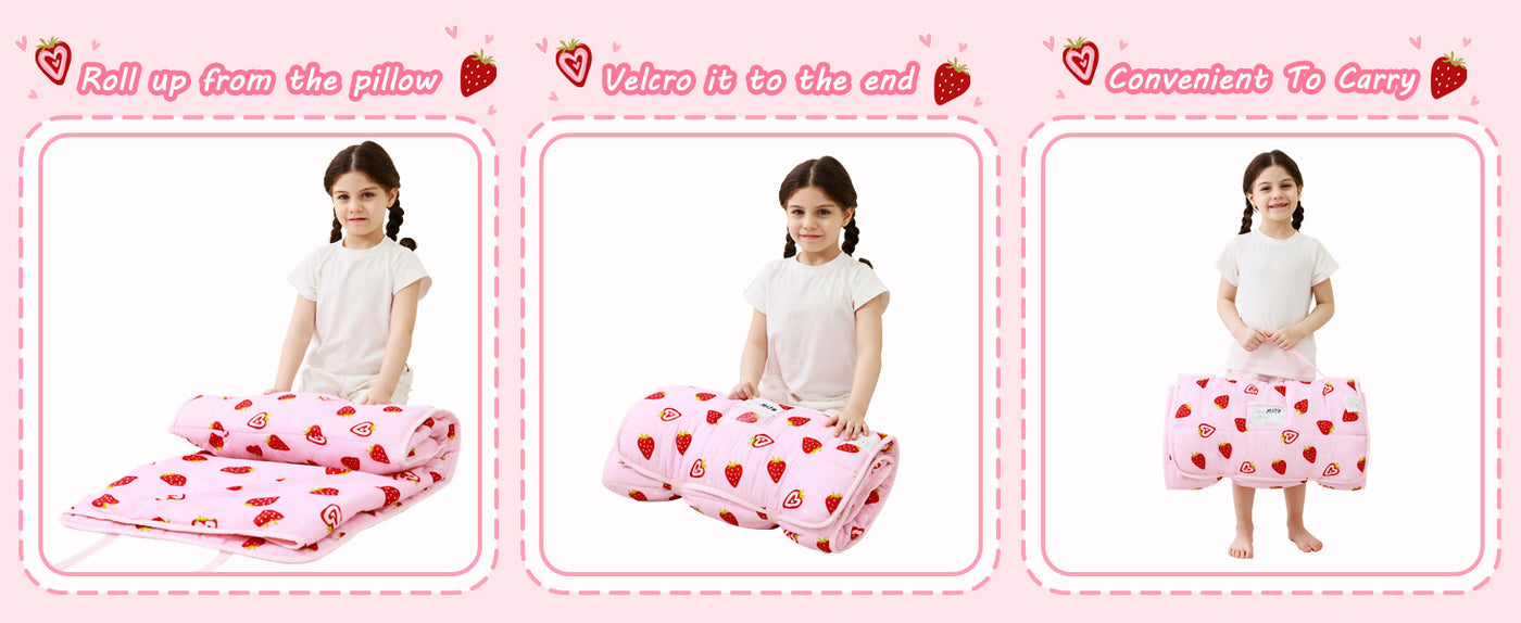 Cozy Comfort Nap Mat - Pink Strawberry detail image 5