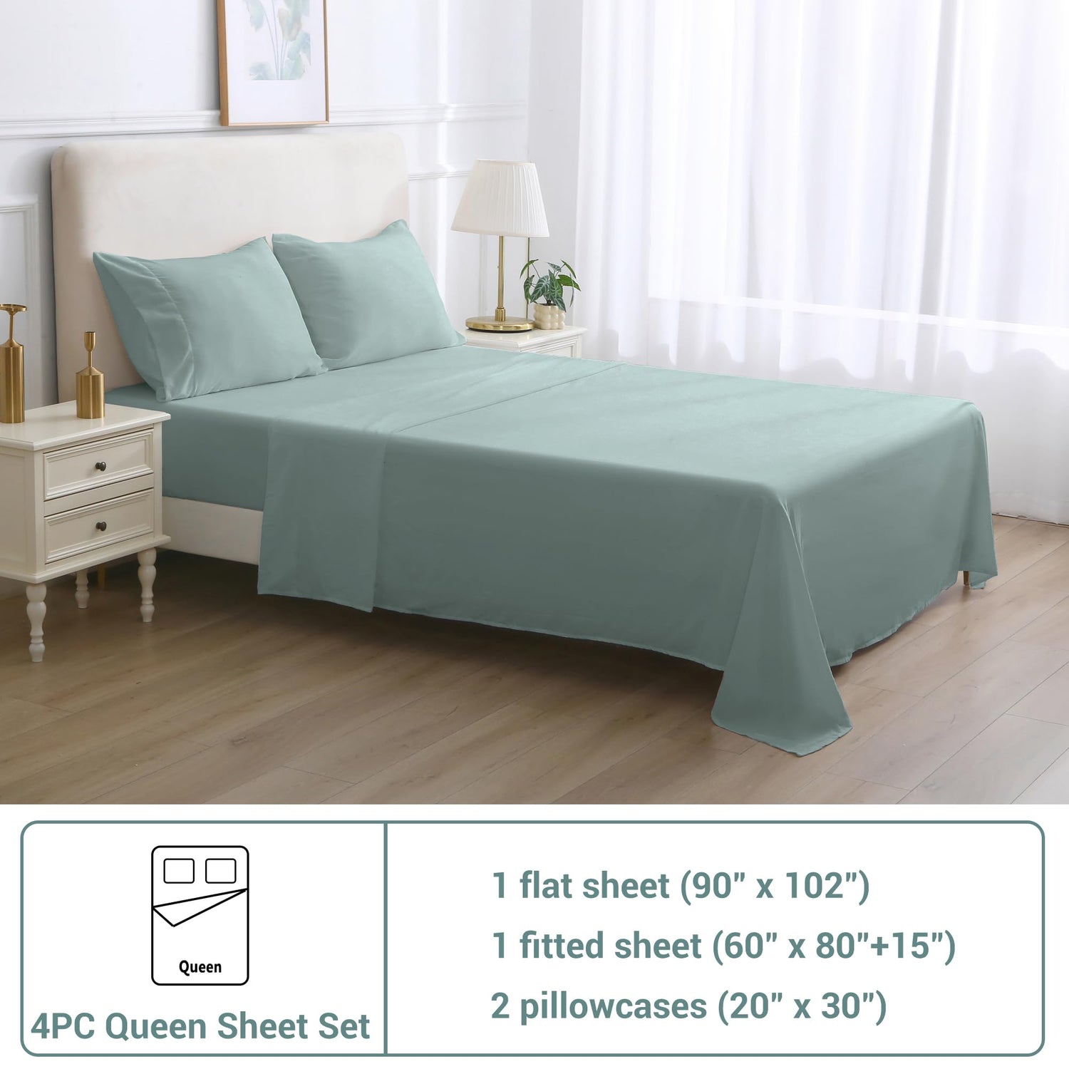 4-Piece Essential Sheet Set - Misty Sage image 8